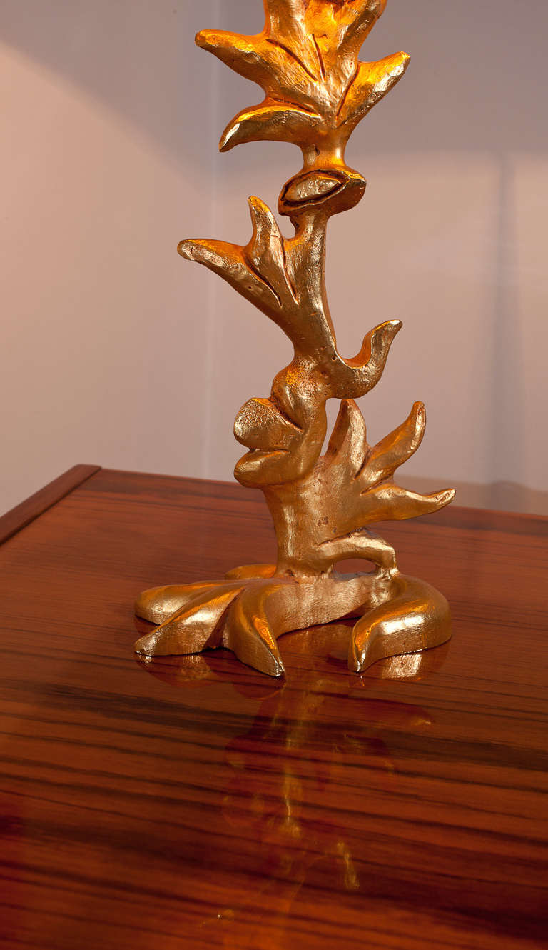 20th Century Sculptural Gilt Bronze Table Lamp by Mathias, Prod. Fondica