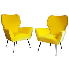 Pair of Chairs, Italy, circa 1950, Dedar Fabric