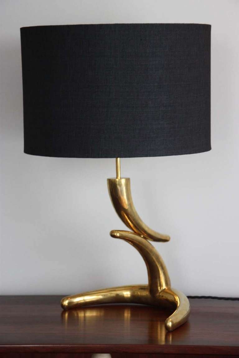 Mid-Century Modern Brass Table Lamp, France, circa 1960 For Sale
