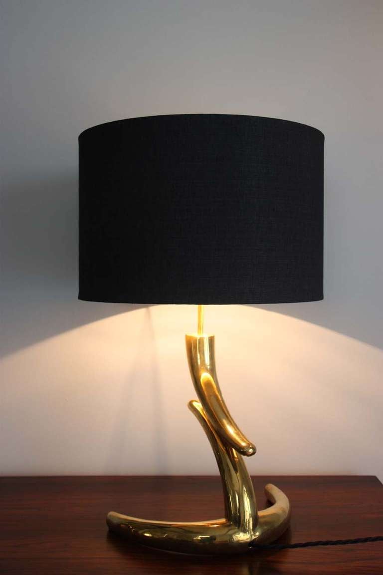 French Brass Table Lamp, France, circa 1960 For Sale
