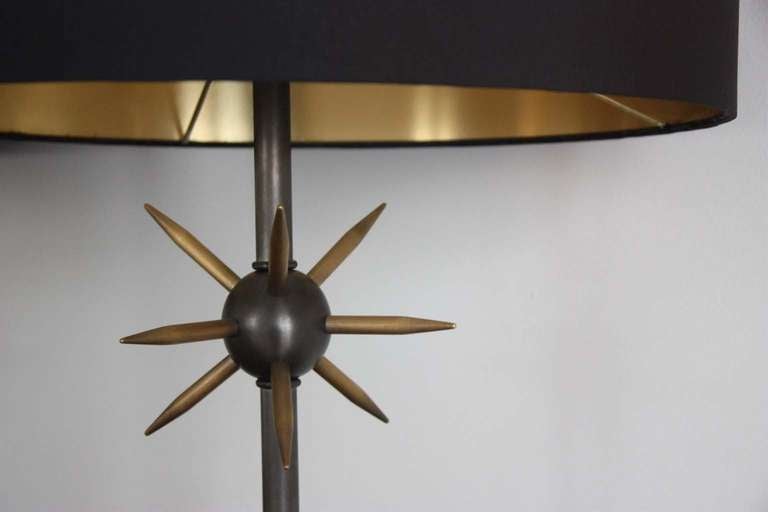 Bronze Pair of bronze star table lamps