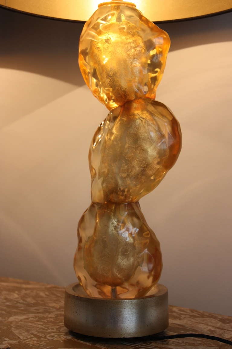 Pair of Table Lamps, Italy circa 1965, Acrylglass, gold leaf