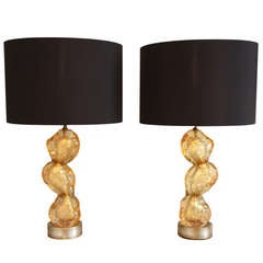 Pair of Table Lamps, Italy circa 1965, Acrylglass, gold leaf