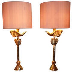 Pierre Casenove;  Pair Of Table Lamps, Fondica; France, 1990s