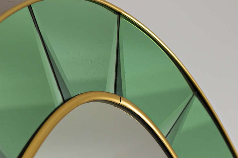 Mid-20th Century Cristal Art Green Glass Large Mirror, Italy, circa 1955