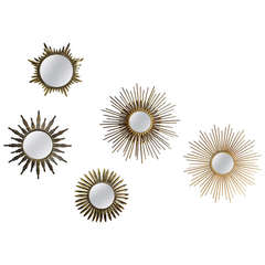 Five Sunburst Mirrors, France, circa 1955