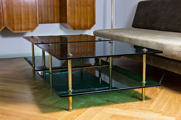 Sofa Tables by Raphael in Green Glass by Saint Gobain, France circa 1960 In Excellent Condition In Munich, DE