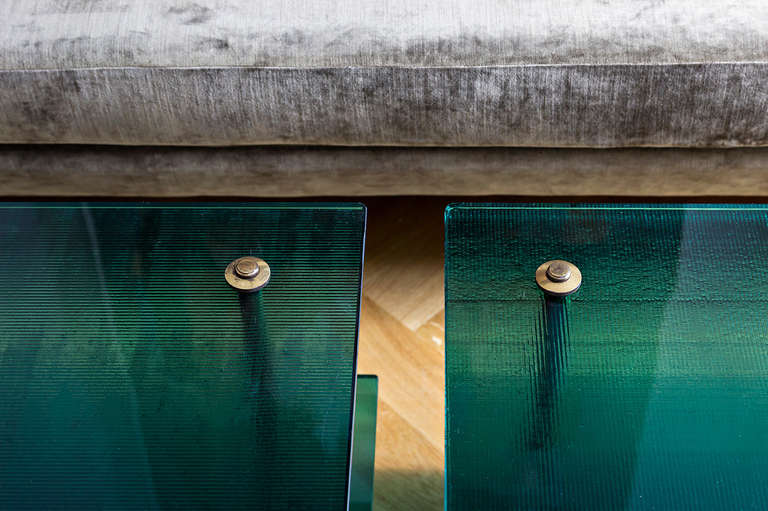 Sofa Tables by Raphael in Green Glass by Saint Gobain, France circa 1960 2