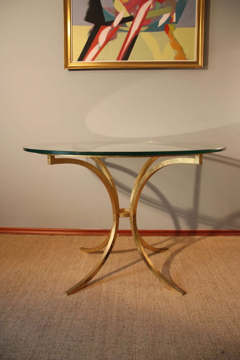 Mid-Century Modern Gilt Iron Table By Roger Thibier, France circa 1960