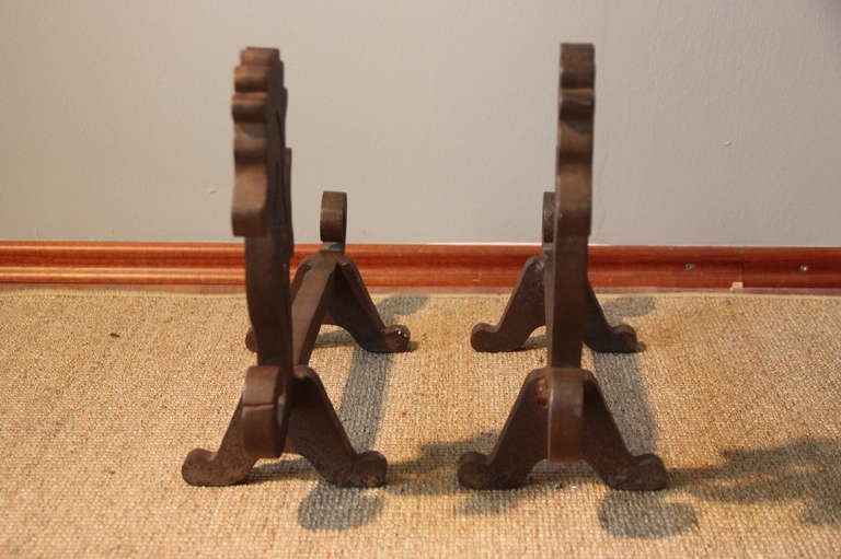French Pair of Hippocampus Andirons, attr. Edouard Schenck, France circa 1940 For Sale