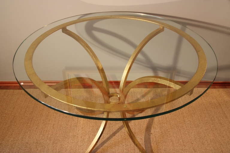 Gilt Iron Table By Roger Thibier, France circa 1960 In Good Condition In Munich, DE