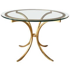 Gilt Iron Table By Roger Thibier, France circa 1960