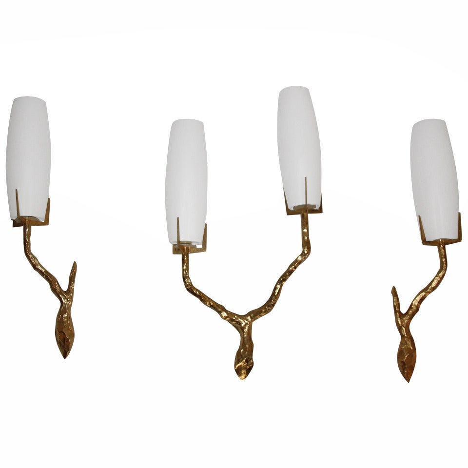 Felix Agostini Sconces, One Pair And One Two Arm Sconces