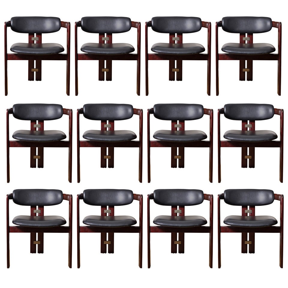 Augusto Savini, 12 "Pamplona" Dining Chairs for Pozzi