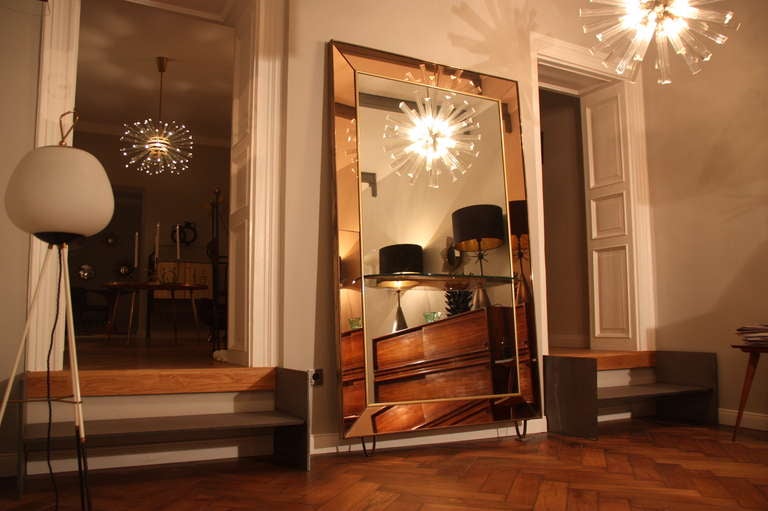 Italian Extralarge Crystal Art Mirror/Console , Italy 1950