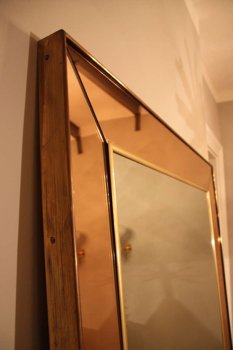 Mid-Century Modern Extralarge Crystal Art Mirror/Console , Italy 1950