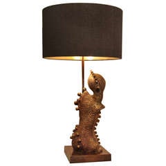 Surreal Bronze Sculpture, Table Lamp, France Circa 1970