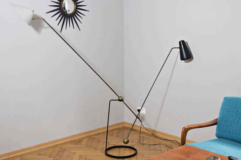 French Pierre Guariche Equilibrium Floor Lamp, Disderot France, circa 1951