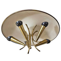 Elegant Five-Arm Ceiling Lamp, France 1950