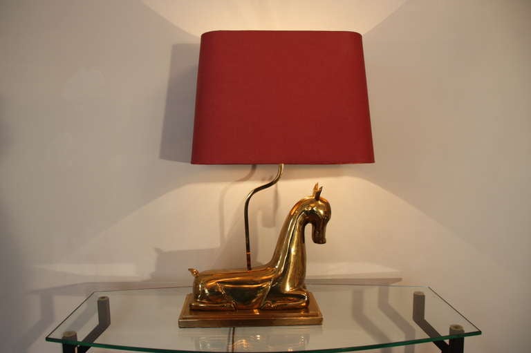 Mid-Century Modern Franz Hagenauer attr. table lamp, brass doe, 1960`s Austrian