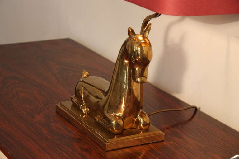 Mid-20th Century Franz Hagenauer attr. table lamp, brass doe, 1960`s Austrian