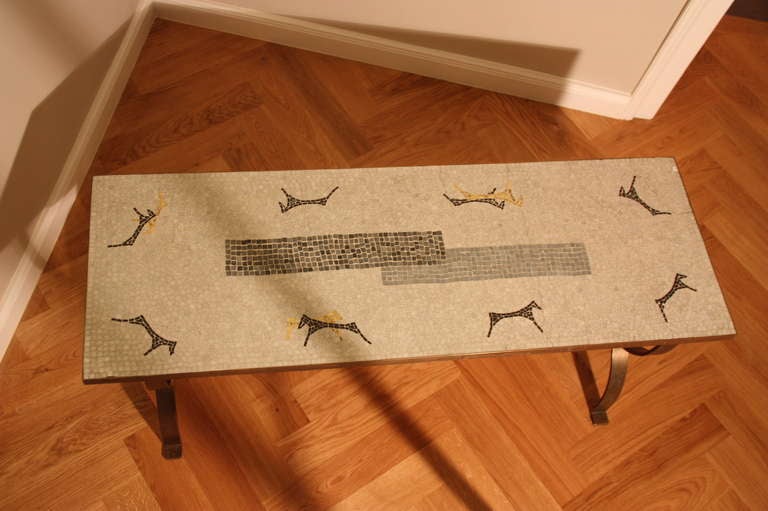 Mid-Century Modern Mosaic Coffee Table, France circa 1950 For Sale