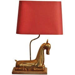 Franz Hagenauer attr. table lamp, brass doe, 1960`s Austrian