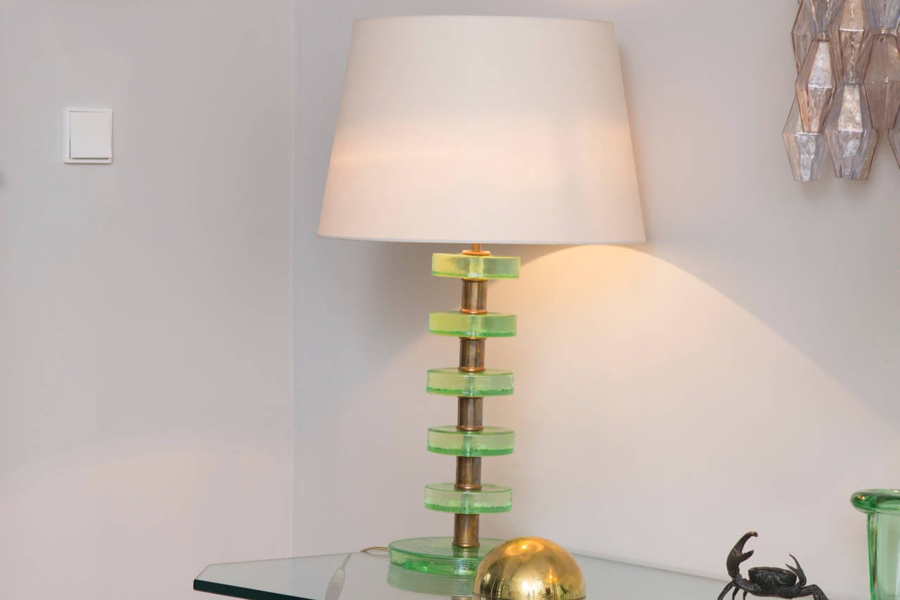 Brass Pair of Murano glass Table Lamps, Italy circa 1965