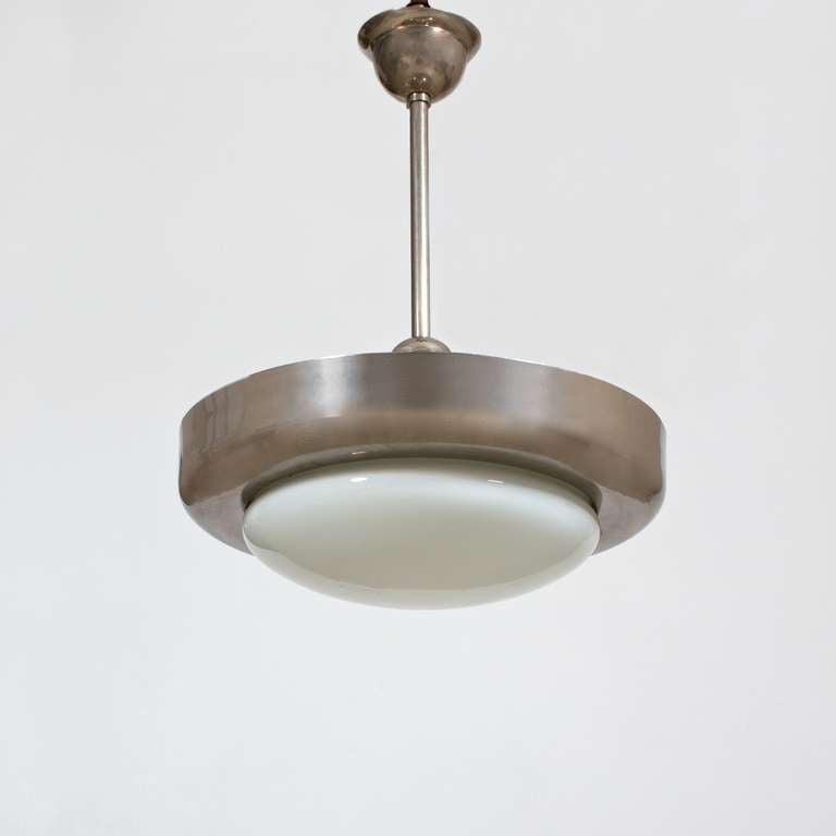 Original nickel plated Bauhaus pendant lamp from the 1930s.