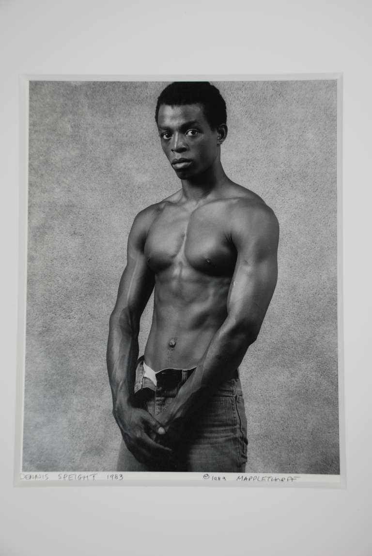 Robert Mapplethorpe, Dennis Speight, 1982/83

Vintage gelatin silver print on RC paper from the original negative.
Titeled and copyrighted 1982/83 Robert Mapplethorpe in black
ink by Robert Mapplethorpe in lower margin.

COMMENTS: After his