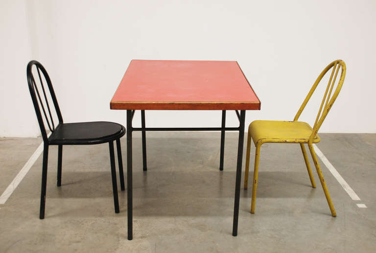 French Robert Mallet-Stevens, Marcel Gascoin, 'Table with 2 chairs'