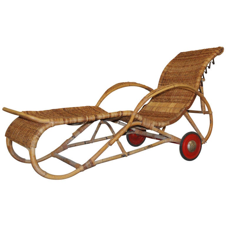 Chaise Lounge, Wicker and Bamboo