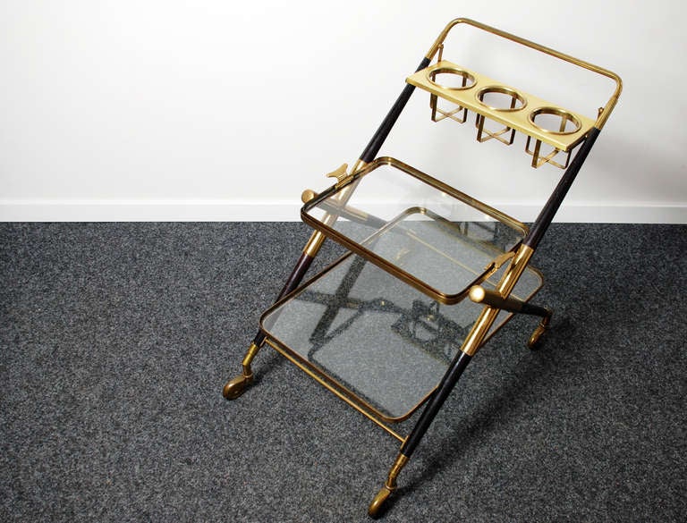 Brass Italien Bar Cart, attributed CESARE LACCA 1940/50s For Sale