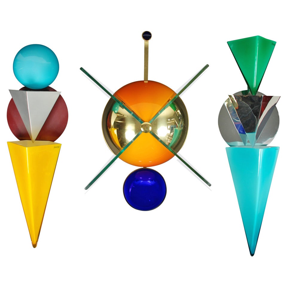 Foscarini „Wassily Off the Wall“ Drei Wandleuchter, Murano 1985