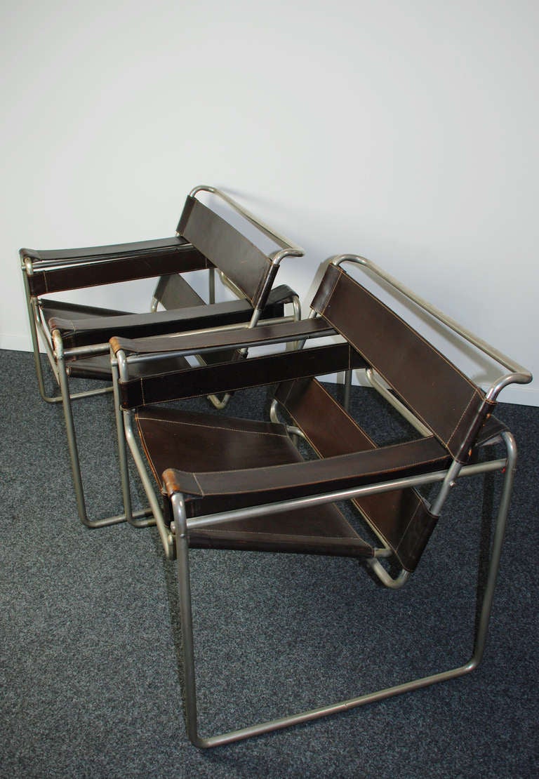 Marcel Breuer, pair of 'Wassily' B3 Club Chairs, 1925-27.

Execution: Standard Möbel Lengyel & Co., Berlin.

Provenance: Estate of Trude Illing, Berlin.

A limited number of club armchairs was produced in 1925.
in this early version of the