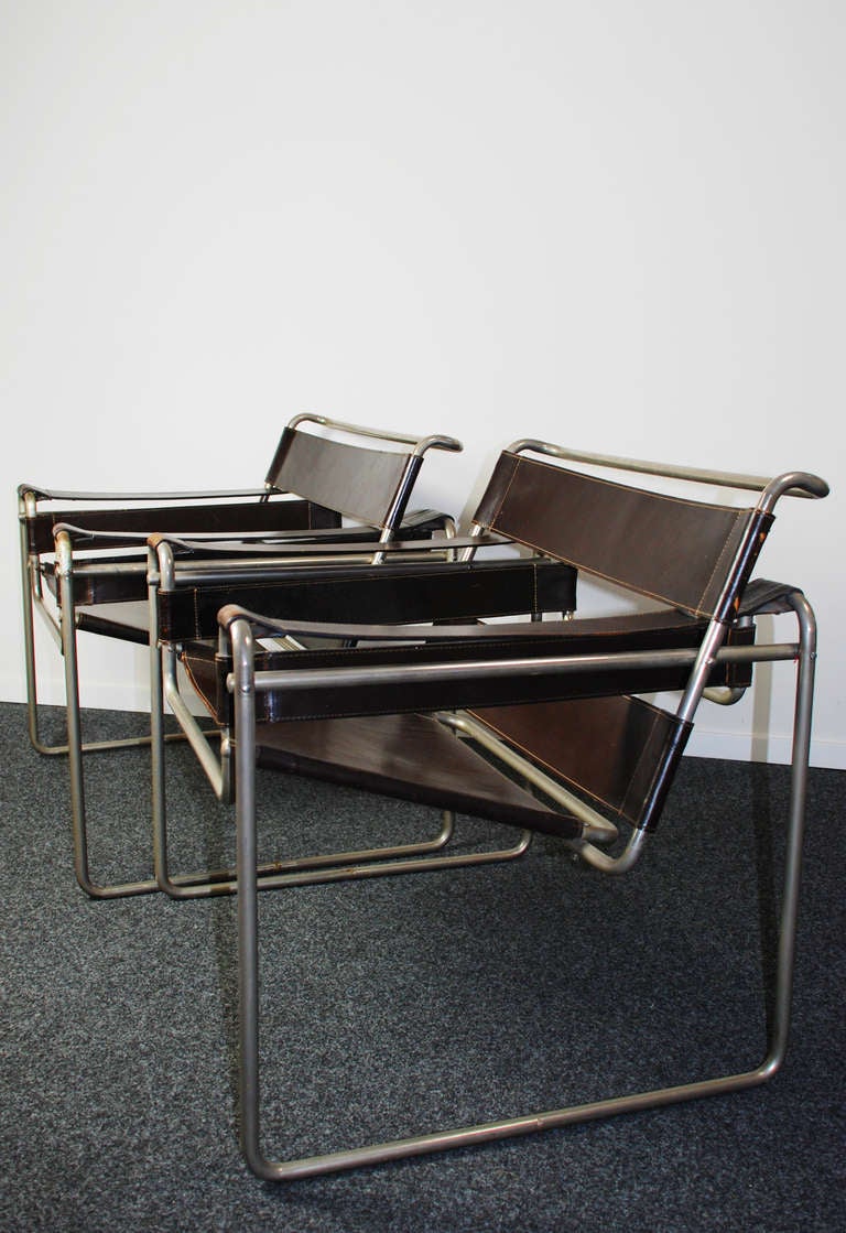 Marcel Breuer, Pair of 'Wassily' B3 Club Chairs, Standard Möbel Lengyel & Co. In Fair Condition In Cologne, DE