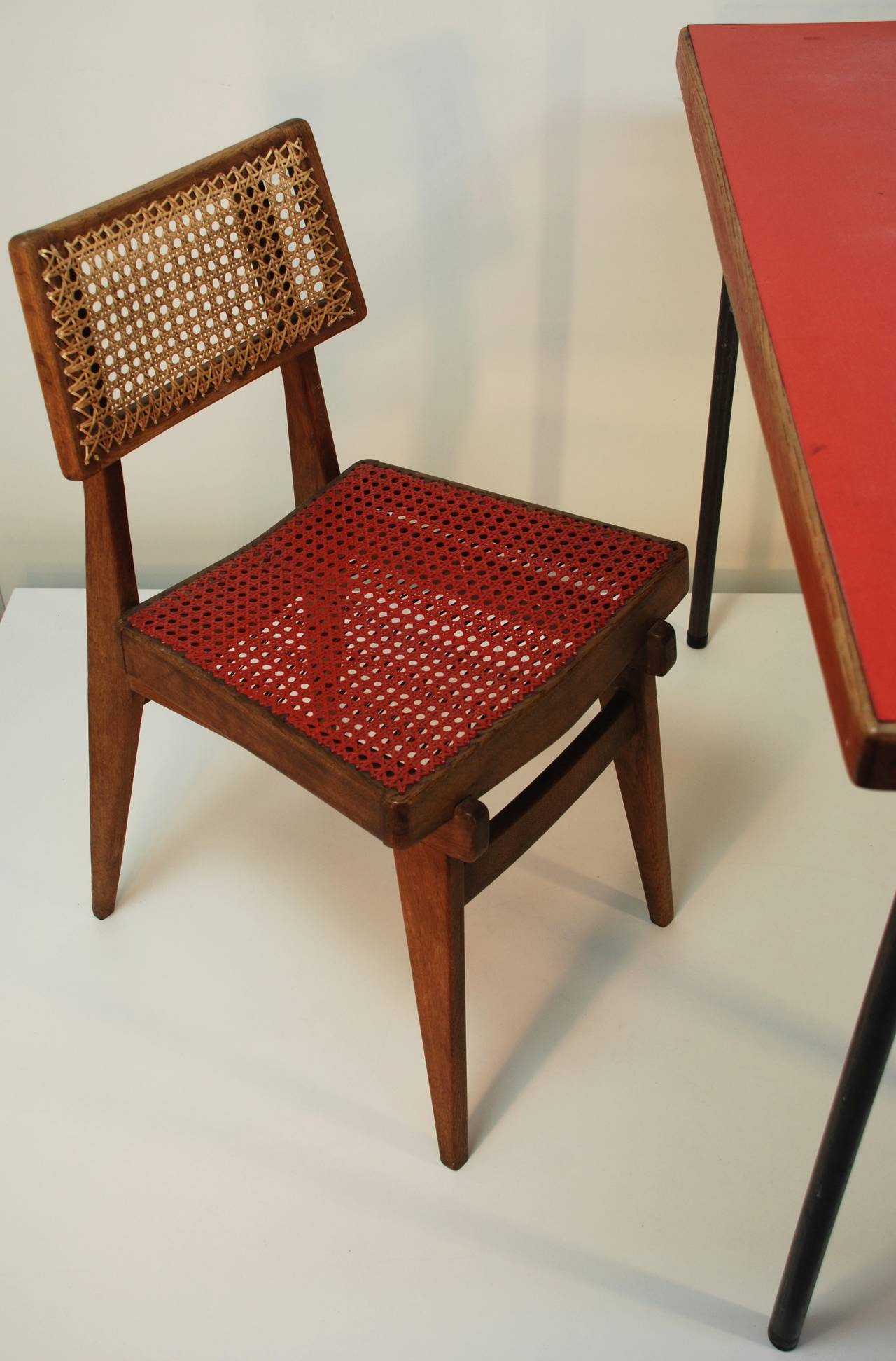 German French Table and Chair in the Style of Marcel Gascoin, 1950s
