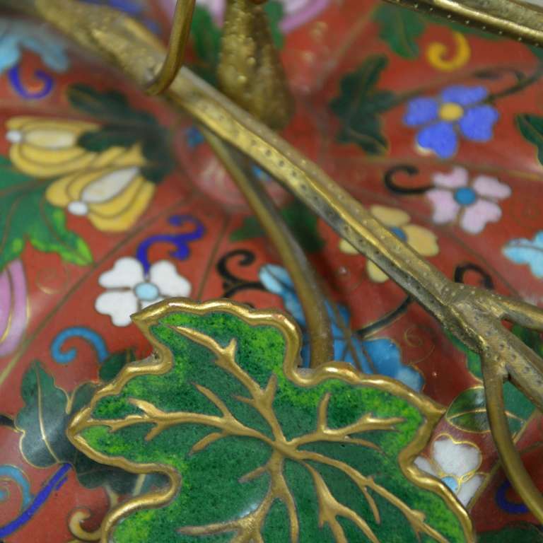 Large Attractive Double-Pumkin Cloisonné Lidded Box, 19th Century 3