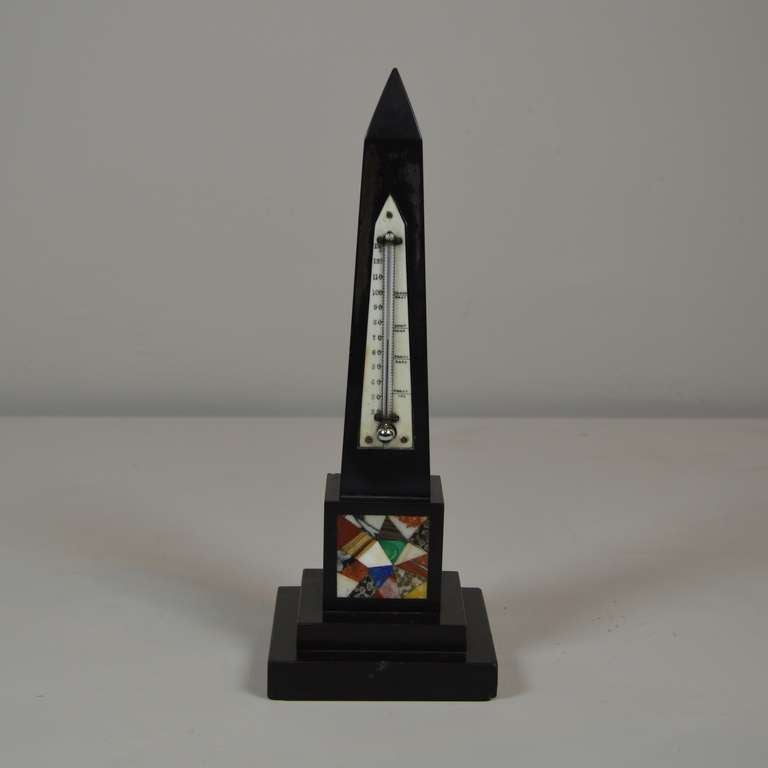 Pietra Dura Obelisk with Thermometer, 10, 63 in., 19th Century