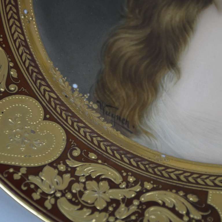 Cabinet Plate with a fine portrait of a young beauty, signed 