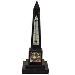 Pietra Dura Obelisk with Thermometer, 10, 63 in., 19th Century