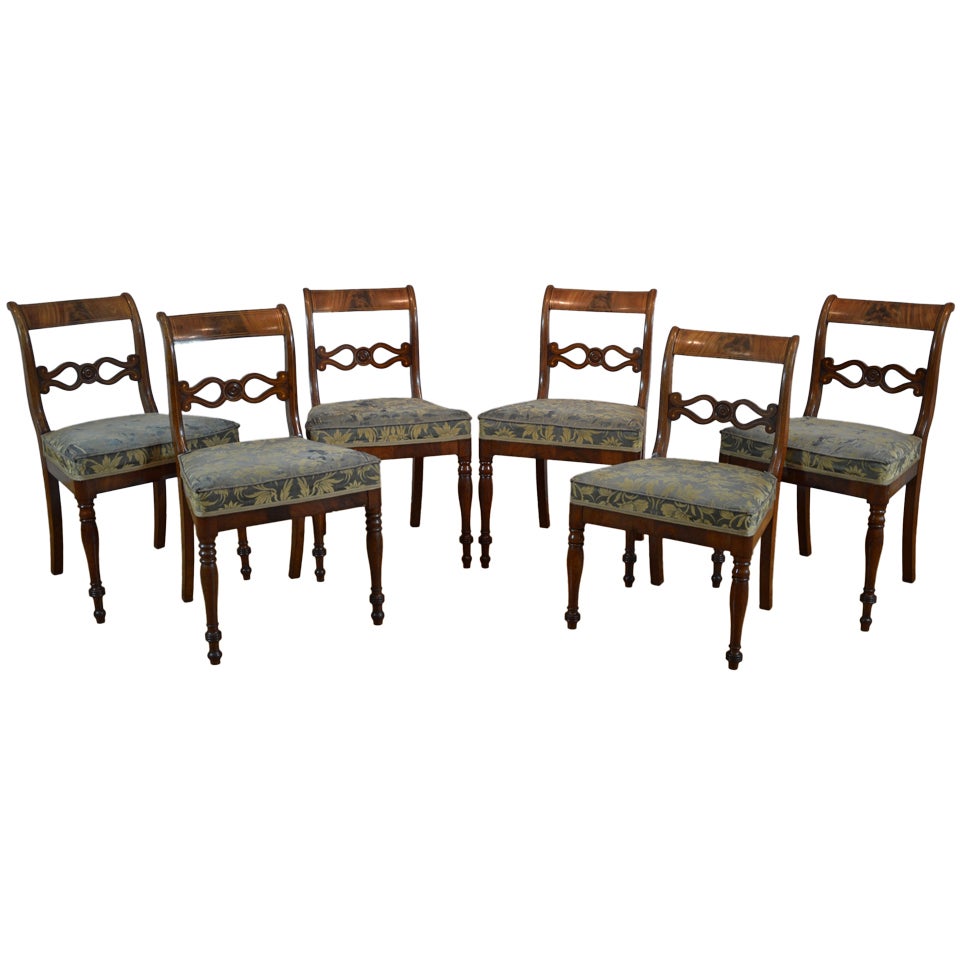 Fine Set of 6 Berlin Chairs of Royal Descent, Attr. to Karl Friedrich Schinkel