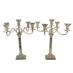 Pair of English 18.94 inch Silver Candelabras