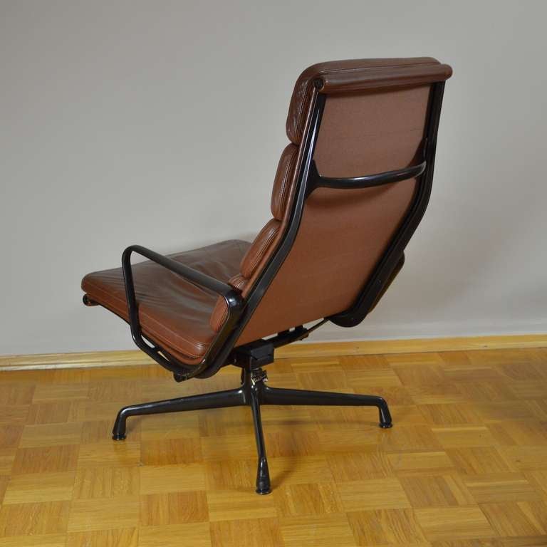 German Group of Two Easy Soft Pad Chairs EA 222 + One Stool 223 For Sale