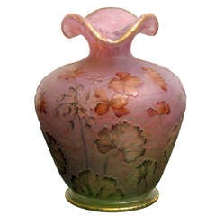 Stunning, Very Rare Daum Nancy Geranium Vase