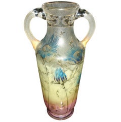 Très rare vase Daum Nancy avec anses en cristal