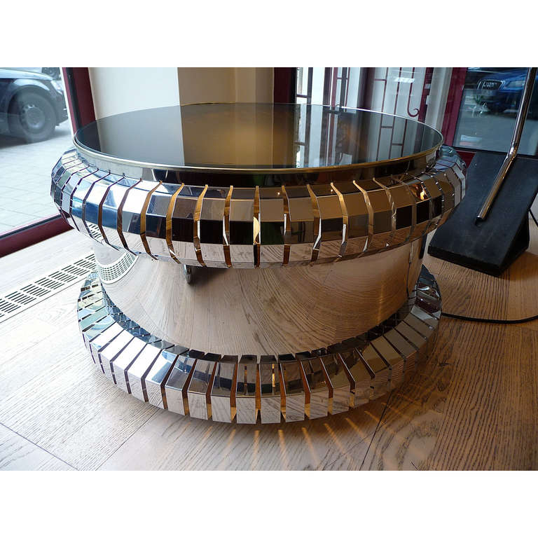 Chrome Italian Modernist Illuminated Coffee Table