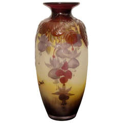 Gorgeous Souffle Fuchsias Vase by Emile Galle