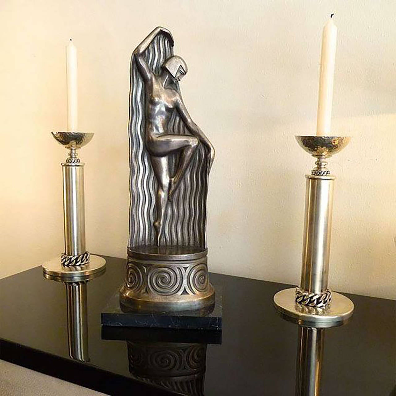 Art Deco Silvered Bronze by G.None In Excellent Condition In Bochum, NRW