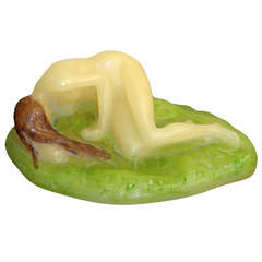 Daum Freres and Amalric Walter, Pate de Verre Paperweight "Sleeping Nude" 2